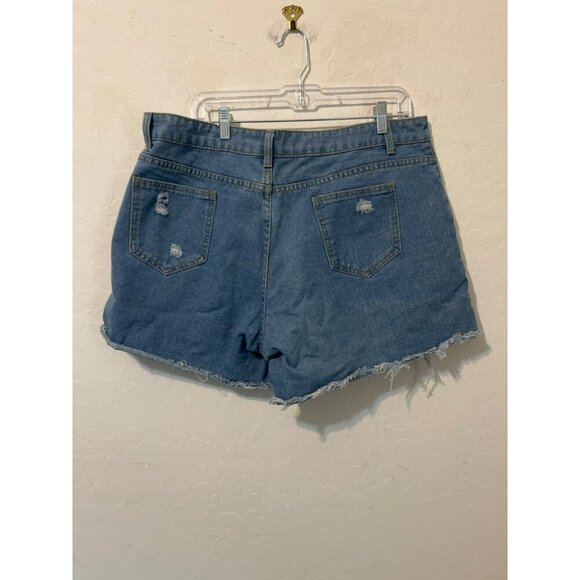 Shein Light Wash Destructed Jean Short Sz 1XL Cut Off - Picture 3 of 7